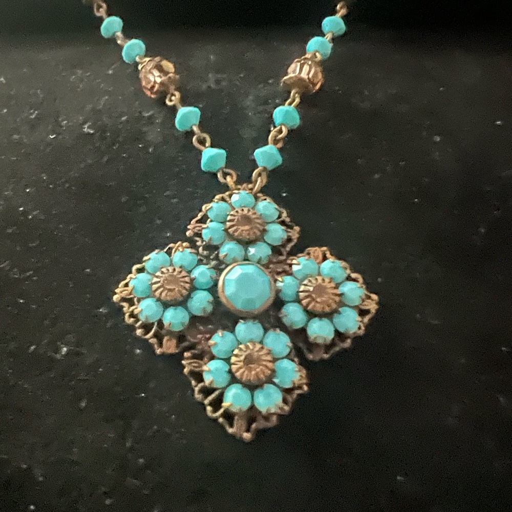 Glass and stone necklace by Liz Palacios
